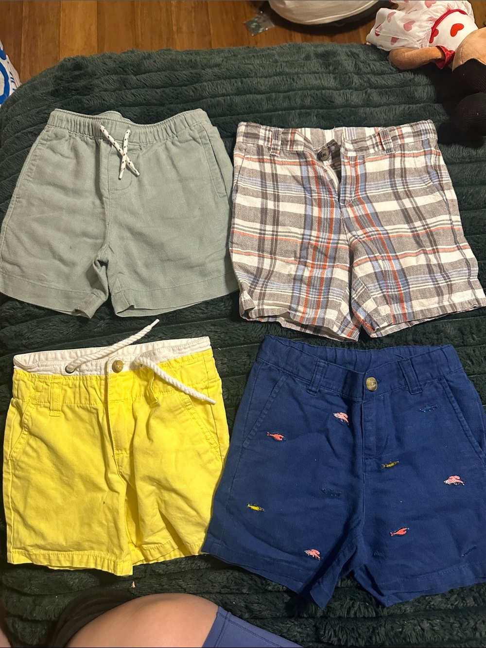 Janie and Jack Yellow, Blue, Gray, Plaid Kids Shorts Set